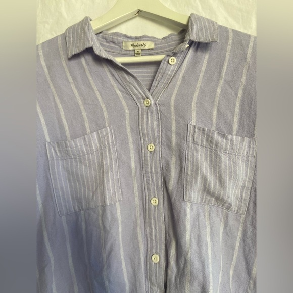 Madewell Linen-Blend Button-Up Drawstring Shirt in
Stripe-Play Size Medium - Picture 7 of 14